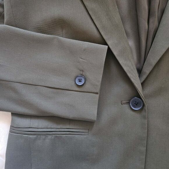 Everlane 100% Wool Olive Green Blazer Sz 2 | Preppy Minimalist Workwear - Picture 6 of 6